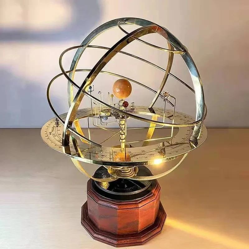 Solar System Orrery - نموذج نظام شمسي معدني ميكانيكي من