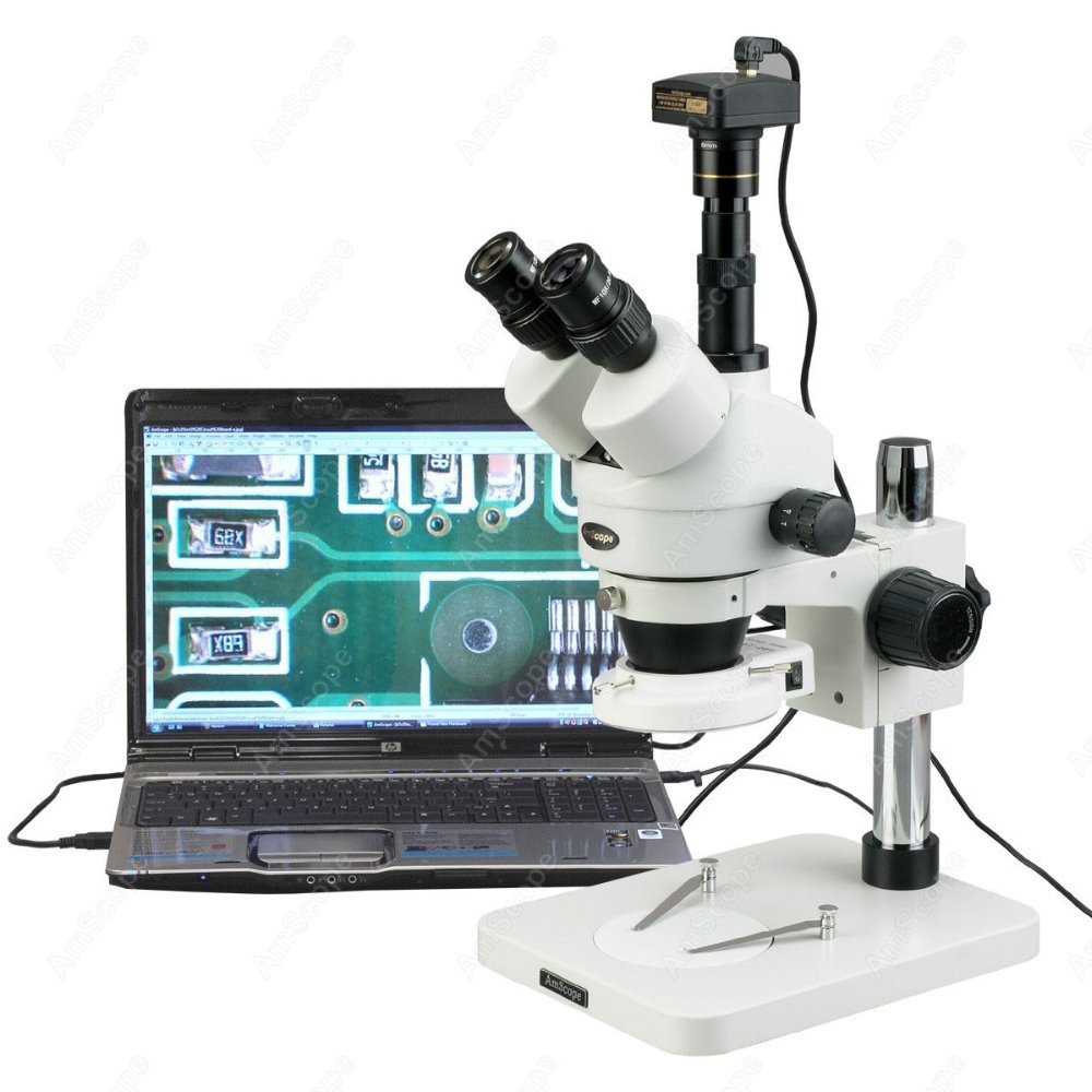 Amscope Microscope Stereo 7X-45X - مجهر ستيريو ثلاثي العدسات من AmScope